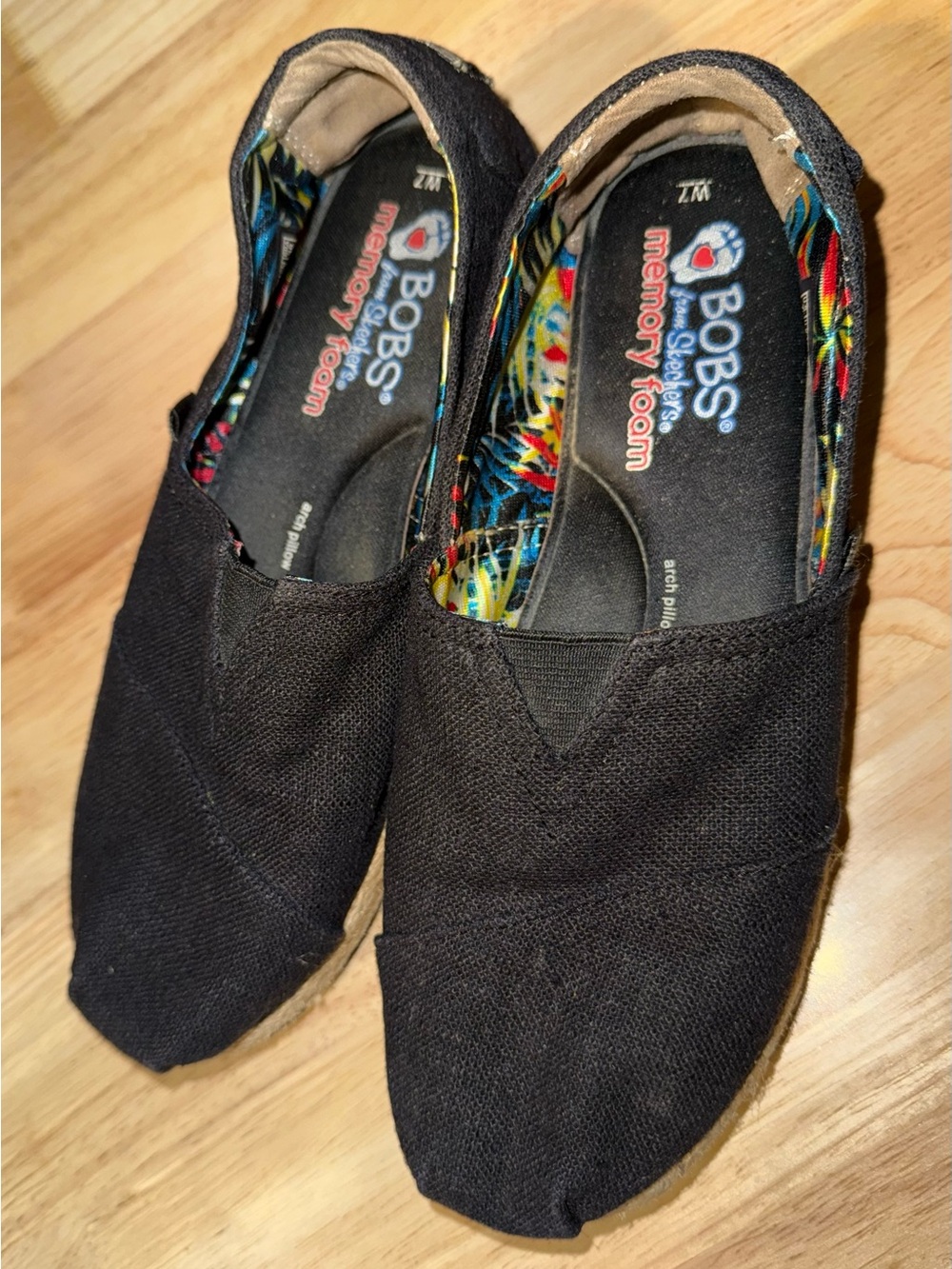 BOBS from Skechers Black Canvas Espadrille Slip-Ons